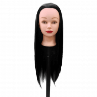 Манекен голова для причесок Braid с черными волосами 65 см с кронштейном